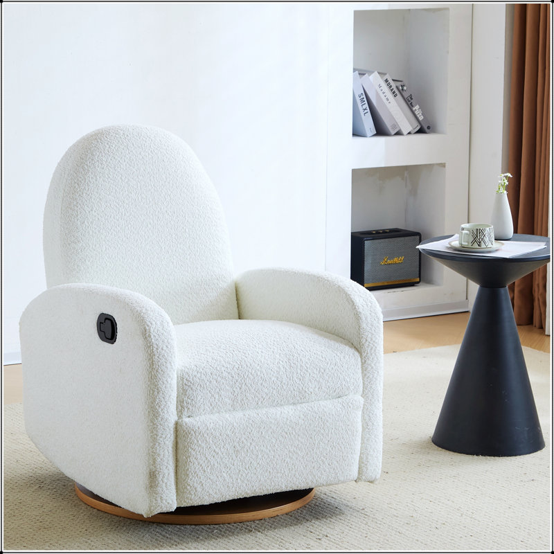 Fauteuil inclinable et pivotant à 360 ° avec mouvement fluide et base en bois durable, parfait pour la détente et les intérieurs modernes.