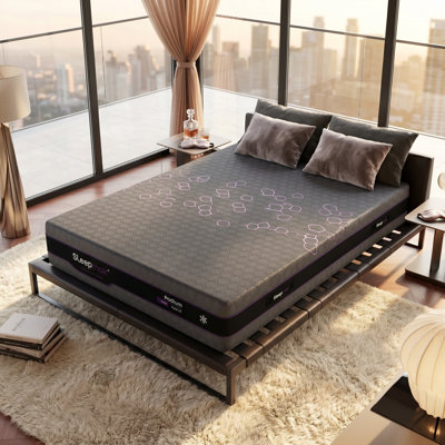 Matelas de refroidissement hybride ferme 12 po / 14 po / 16 po avec mousse viscoélastique imprégnée de gel, latex et ressorts ensachés en nid d'abeille pour un soutien accru et un soulagement de la pression