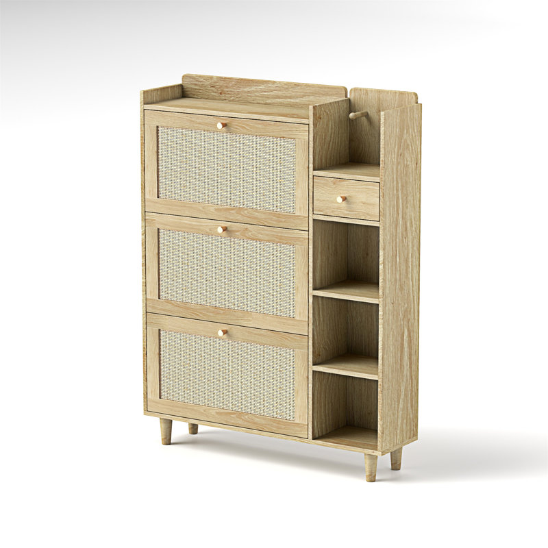 Armoire à chaussures de style bohémien, Bois naturel