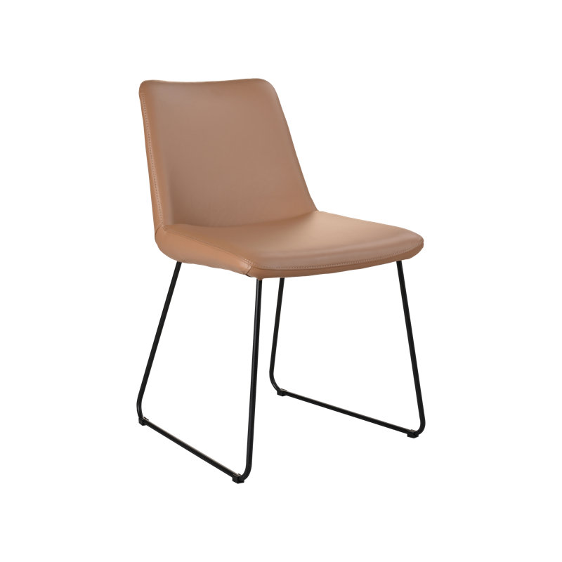 Villa Leather Dining Chair, Brown Genuine Leather