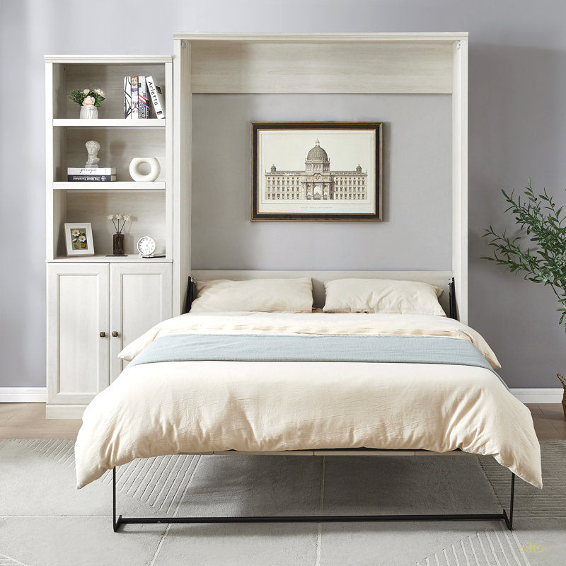 Lit escamotable mural Murphy, Blanc rustique, Grand