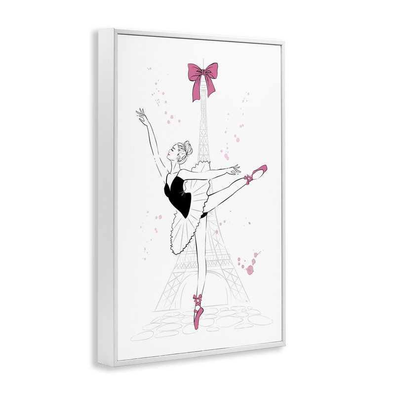 Ballerine et tour Eiffel, estampe numérique par Martina Pavlova, Estampe numérique encadrée blanc bord de mer