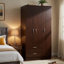 Garde-robe 3 portes à 2 tiroirs Leh, bois brun espresso, 72 pouces
