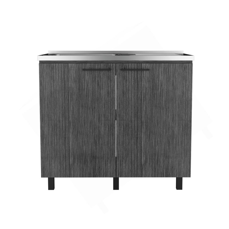 Évier utilitaire 2 avec armoire Napoles, comptoir en acier inoxydable, tablette intérieure Napoles