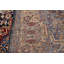 Tapis unique en laine noué à la main beige et bleu marine 9 pi 8 po x 12 pi 9 po années 1980 Kashmar