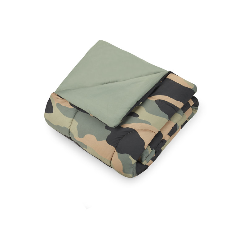 Full Gray Reversible Microfiber Camo Comforter Set