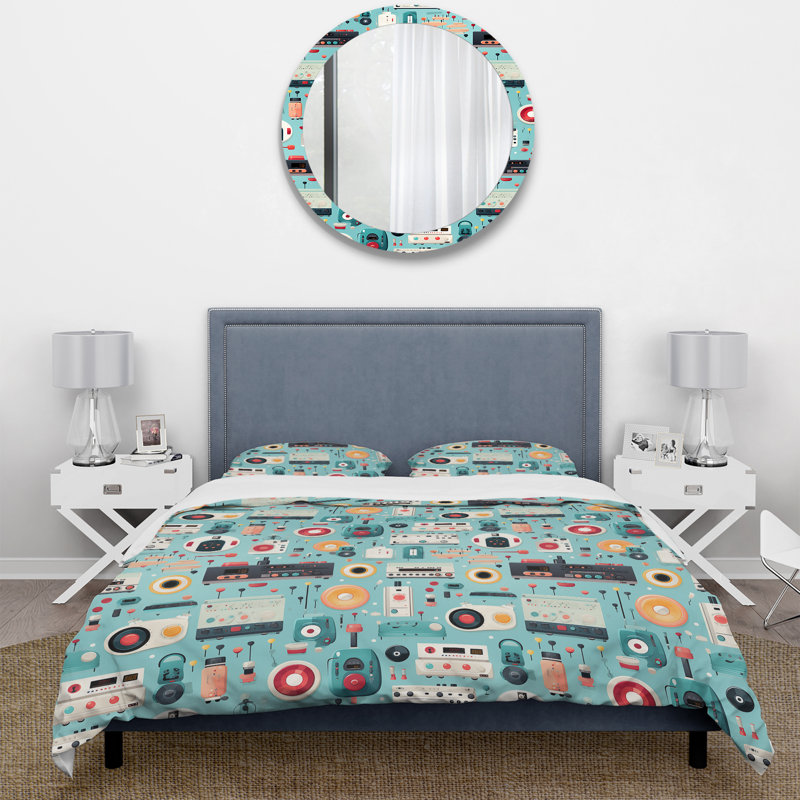 Ensemble de housse de couette Turntables Boom Boxes Spots II, Housse de couette pour grand lit et 2 taies décor