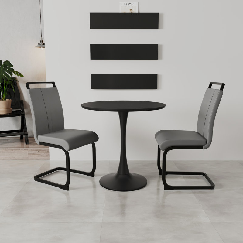 Élégant ensemble de salle à manger en MDF noir avec design moderne pour espaces compacts