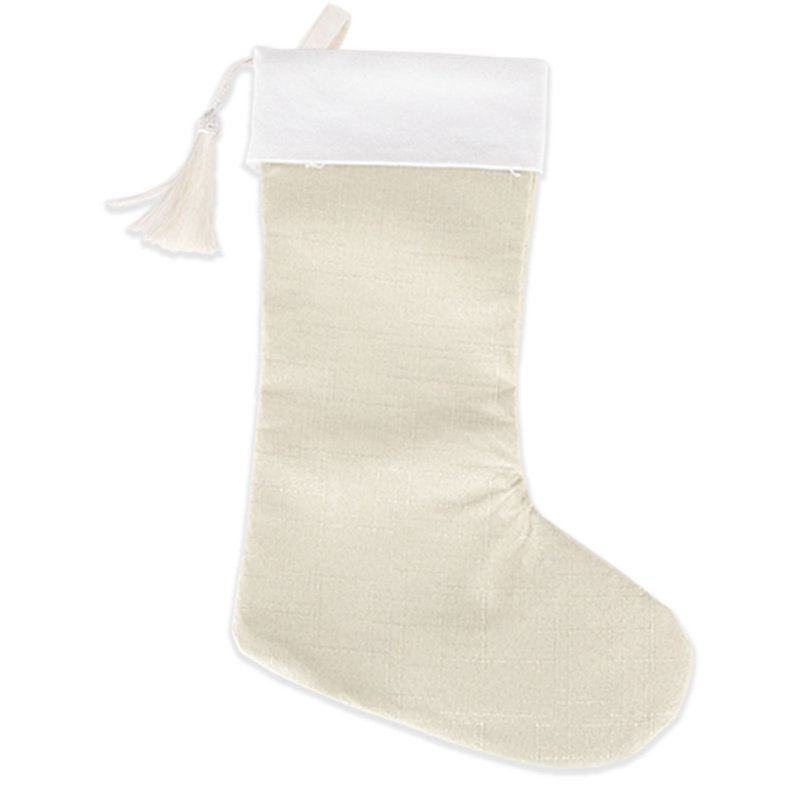 Chaussette de Noël avec pampille, Ivoire