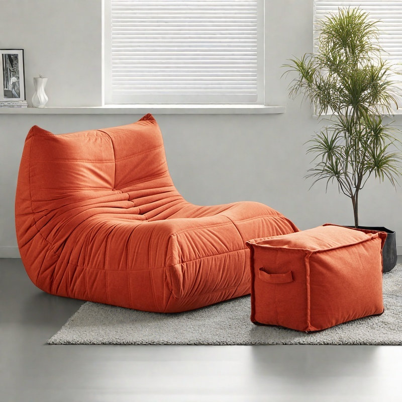 Canapé à billes rétro, Polyester orange