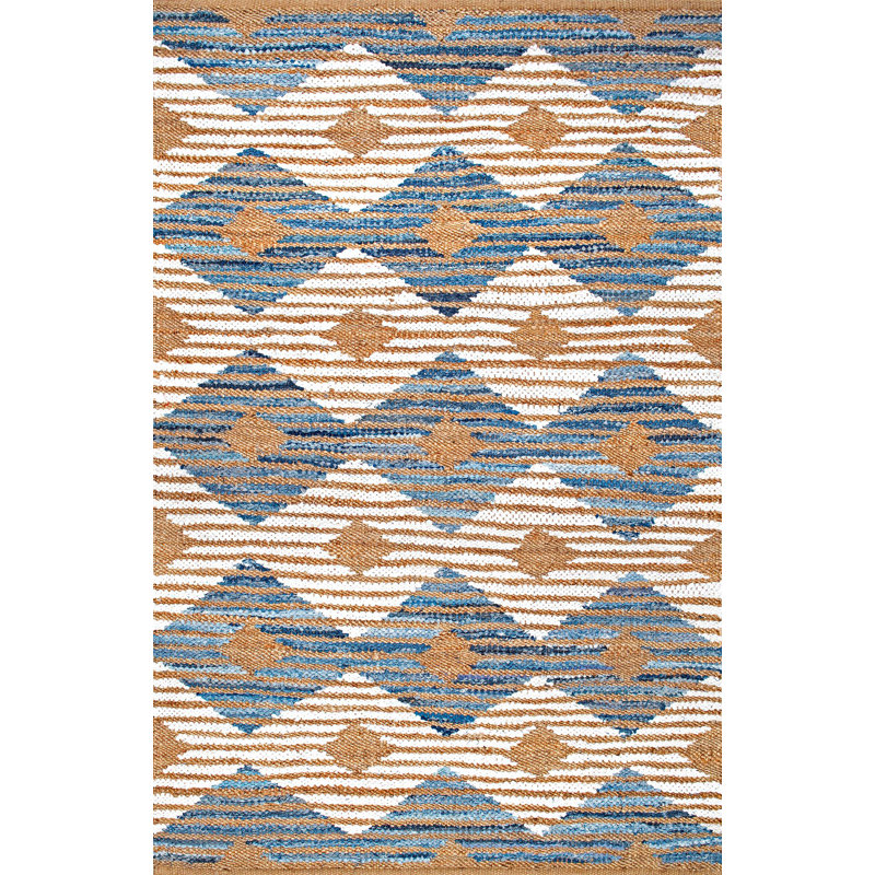 Goshen Geometric Cotton Hand Woven Area Rug, Rectangle 91 x 152cm