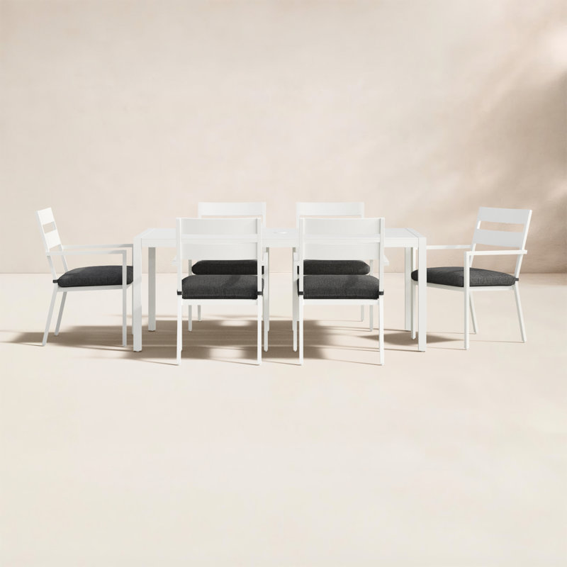 Ensemble repas d'extérieur rectangulaire L 72,05 po pour 6 personnes Zella, Blanc