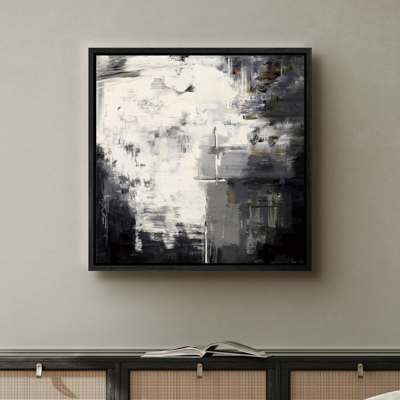 Formes abstraites encadrées sur toile, Noir, H 16 po x l 16 po