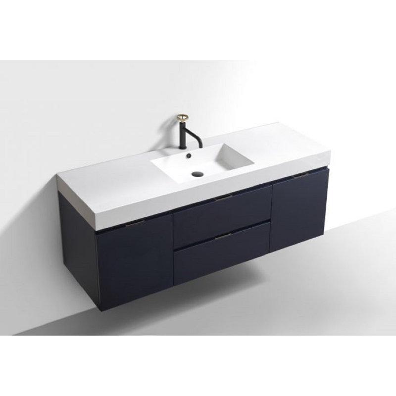 Parsonage 59'' Single Bathroom Vanity with Acrylic Top, Blue