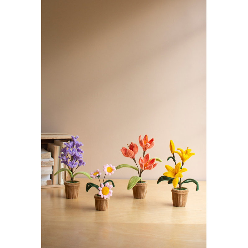  Ensemble de 4 pots à fleurs artificiels en pot