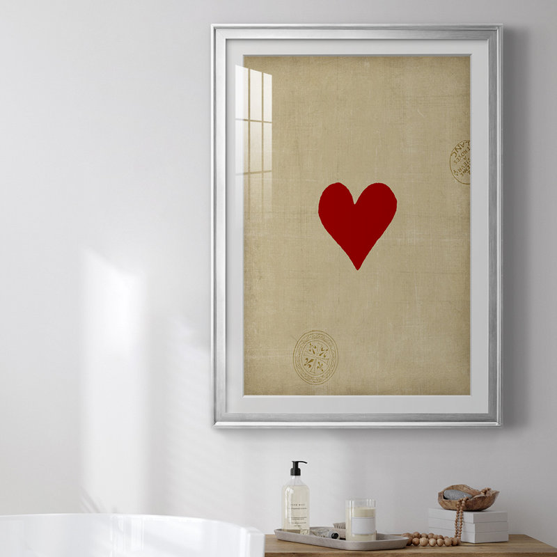 «Heart», reproduction encadrée de qualité supérieure - prête à être accrochée, H 24,5 po x l 18,5 po, Argent argent