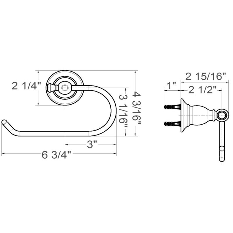 Porte-papier hygiénique à attache unique Oakmont, Nickel satiné