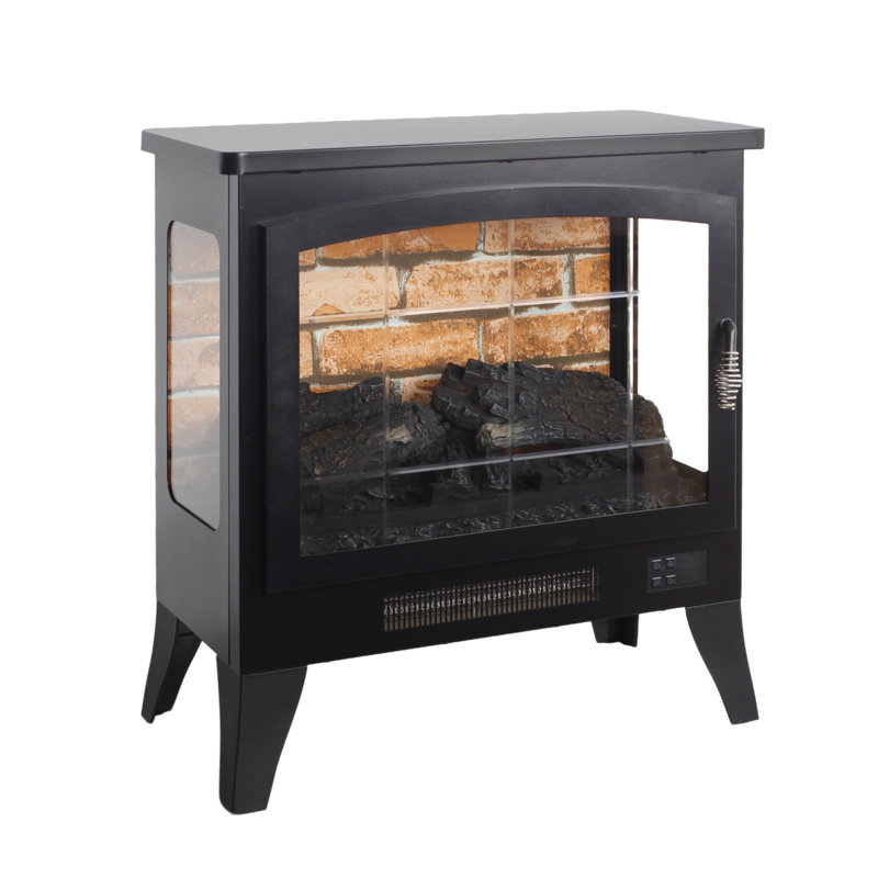 Three-sided Freestanding Electric Fireplace Stove heater with 3D Flame effect with remote control