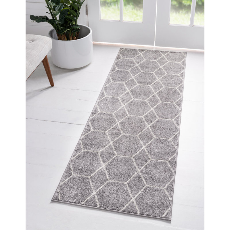 Debrodie Geometric Area Rug, Runner 2' x 6'1", Light Gray