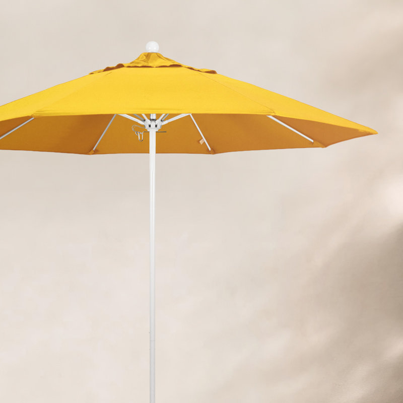 Parasol de marché 9 pi Maria, Blanc, Toile Sunbrella® jaune tournesol