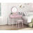 Beautiful Pink Finish Vanity Dresser with Mirror and Stool Set Storage Drawers Bedroom Furniture 1pc