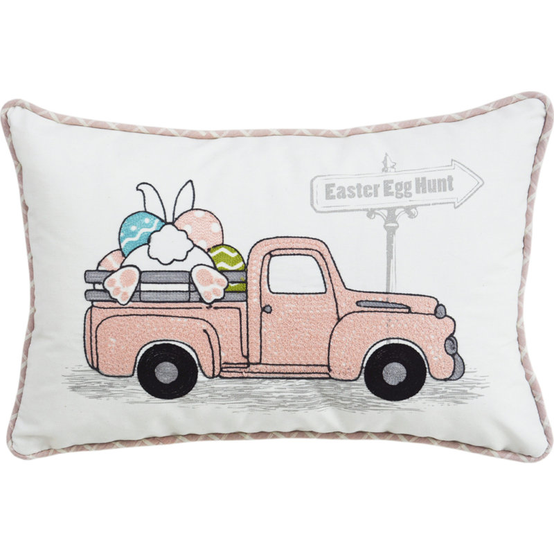 13" X 20" Pink and White Easter Egg Hunt Throw Pillow