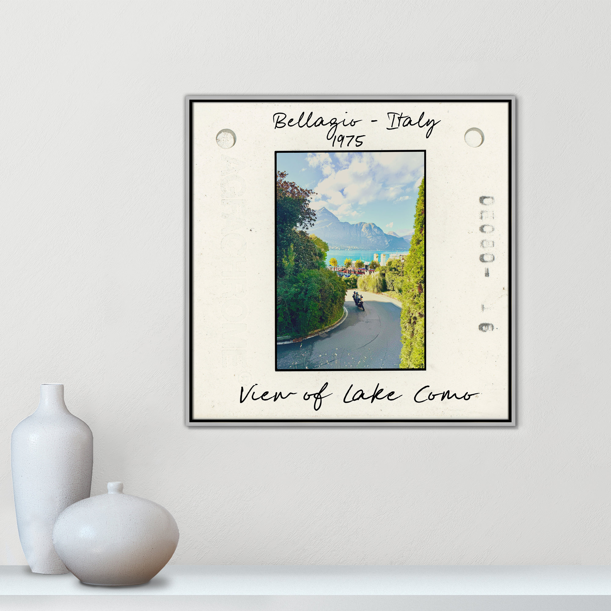 Belaggio, Italy - View of Lake Como Print by Susan Jill, Silver Floater Framed Canvas, 31.5" H x 31.5" W x 2" D