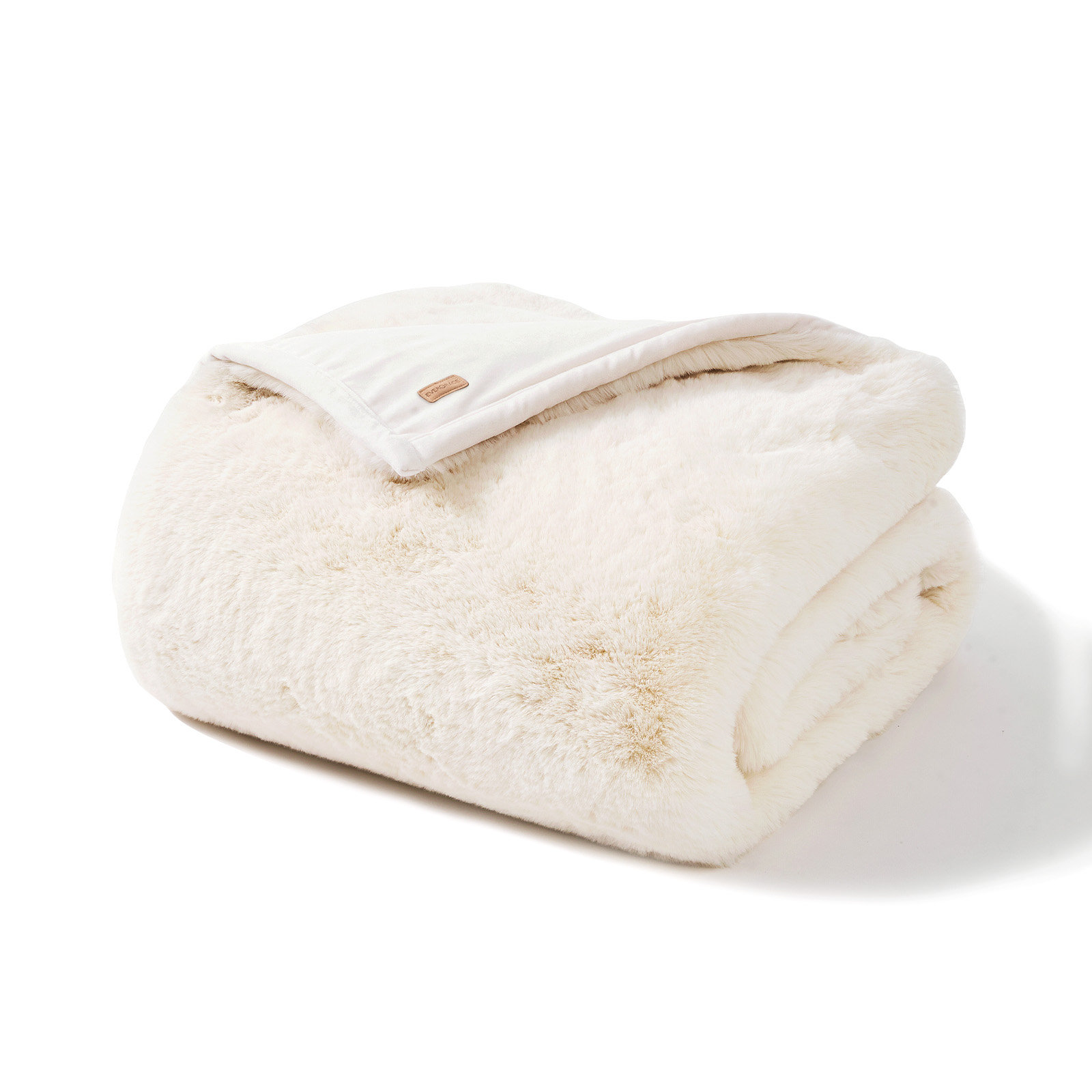 Chinchilla Faux Fur Throw Blanket, 60" L x 50" W, Tawny Mink