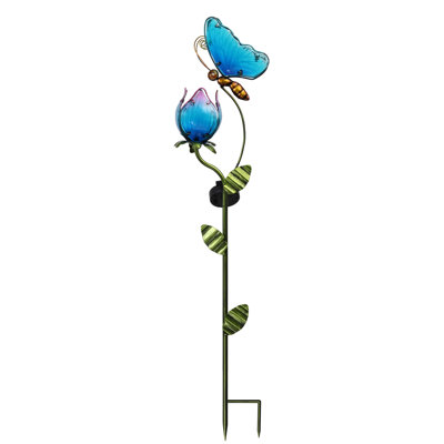  Butterfly and Flower Solar Garden Stake