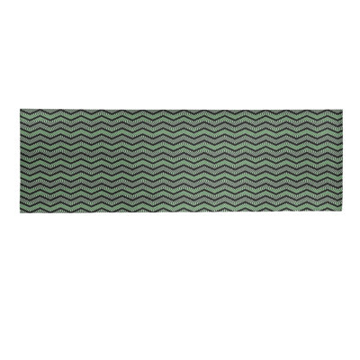 Tapis à chevrons ondulés vert/brun foncé