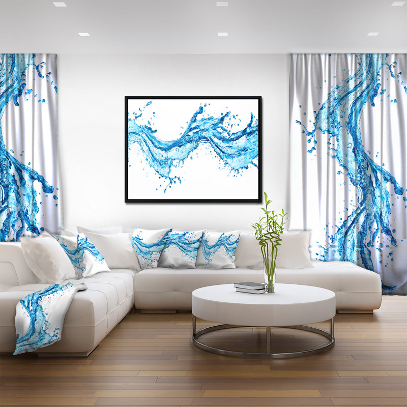 « blue water splashs », reproduction d’impression sur toile tendue encadrée, H 30 po x l 40 po x P 1,5 po