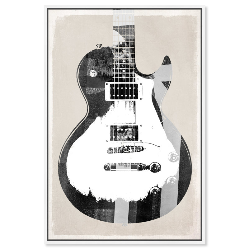 Guitare - impression, Cadre blanc, H 24 po x l 16 po