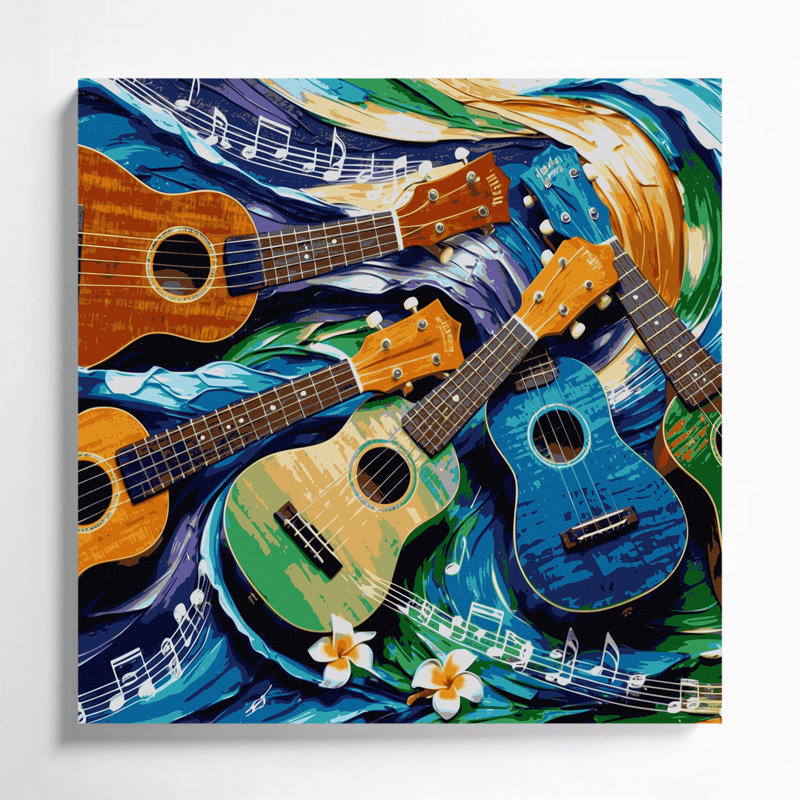 Art musical sur toile grise, H 16 po x l 16 po