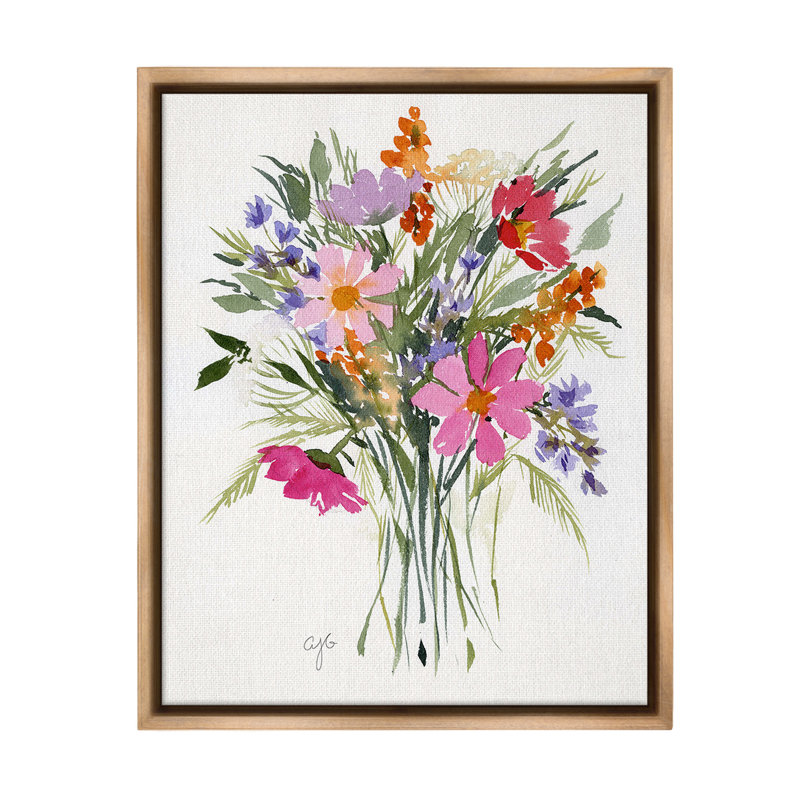 «Simple Mixed Bouquet Floater Frame» par Alexandria Gilbert Kincaid sur toile, Cadre flottant orme Montalcino