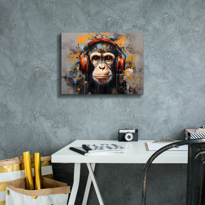 «Epic Graffiti», «Monkey» par Andreas Magnusson, art mural sur toile, H 12 po x l 16 po x P 0,75 po