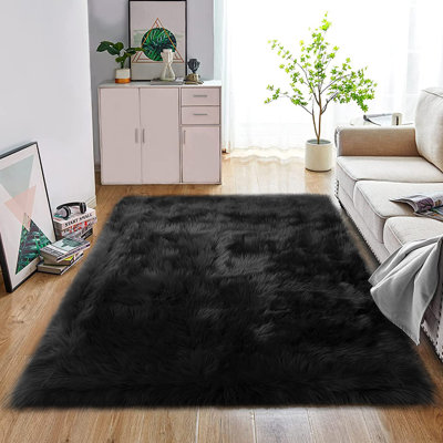 Tapis en fausse fourrure, tapis à poil long en fausse peau de mouton, tapis en peau de mouton style maison, tapis pour le salon de la chambre à coucher