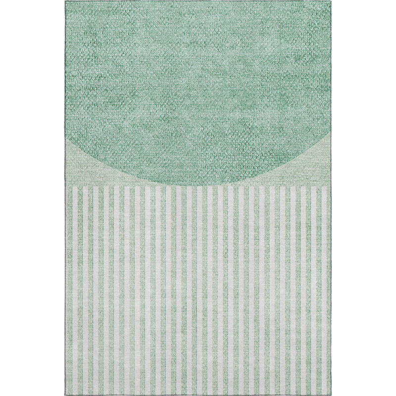 Premium Machine Washable Mayfield AMF2134 Geometric Rug, Teal, 2'6" x 3'10"