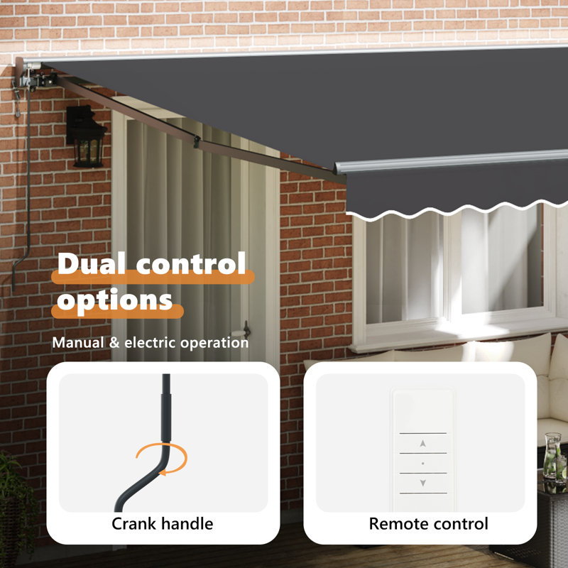 Retractable Awning, 350cm H x 250cm W, Orange;White/Grey