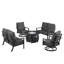 Ensemble de table de foyer en aluminium noir avec deux causeuses et deux fauteuils club CHo Club-855380411