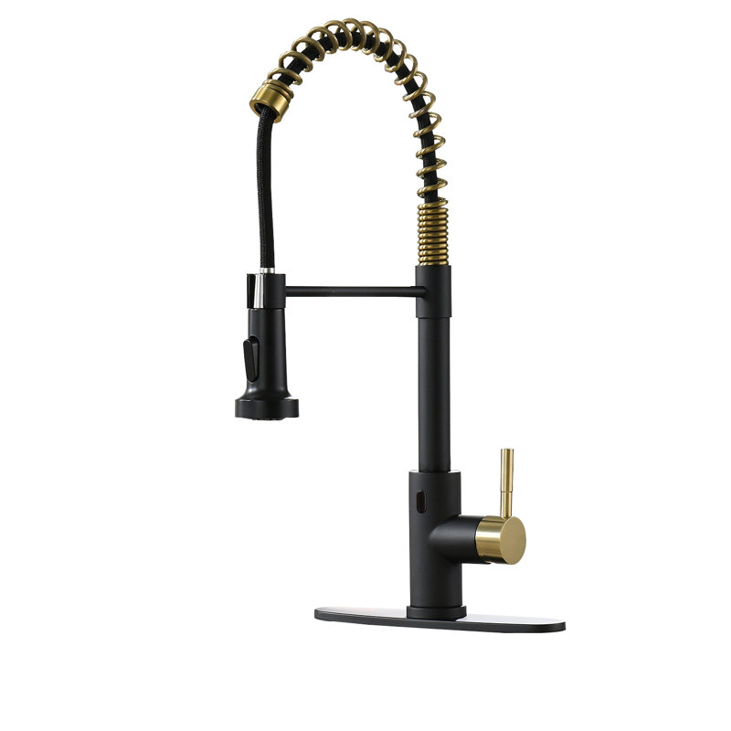 GAWEZA Pull Down Touchless Kitchen Faucet, Gold/Black