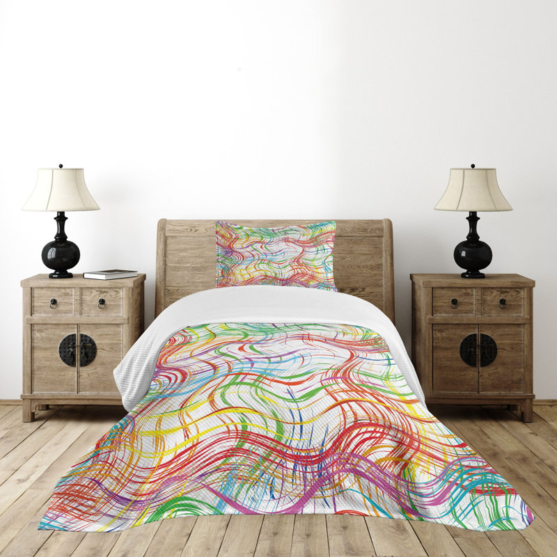 White Quilted Twin Bedspread Set with Pillow Sham