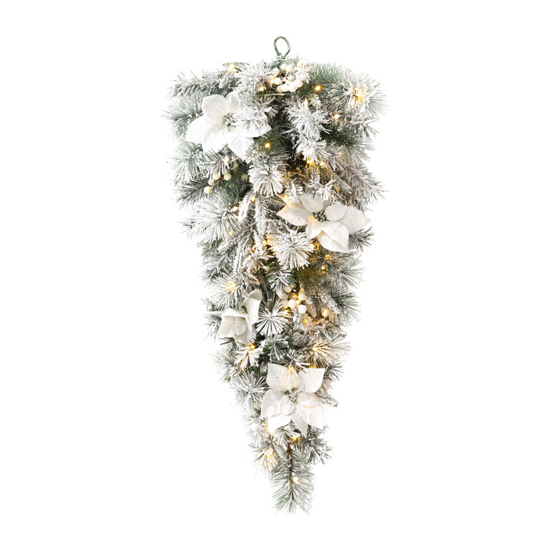Faux feston de Noël enneigé 3 pi avec lumières