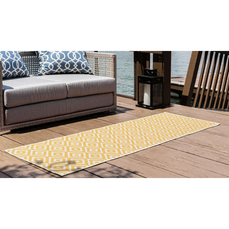 Outdoor Destiny Area Rug Gold Color, Runner 2' x 6'
