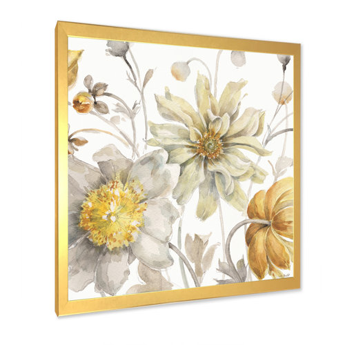 Bless international Fields Of Gold Watercolor Flower V Framed On Canvas ...