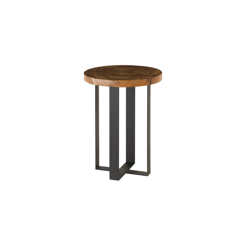 Chamcha Wood Industrial Bar Table with Black Metal Base