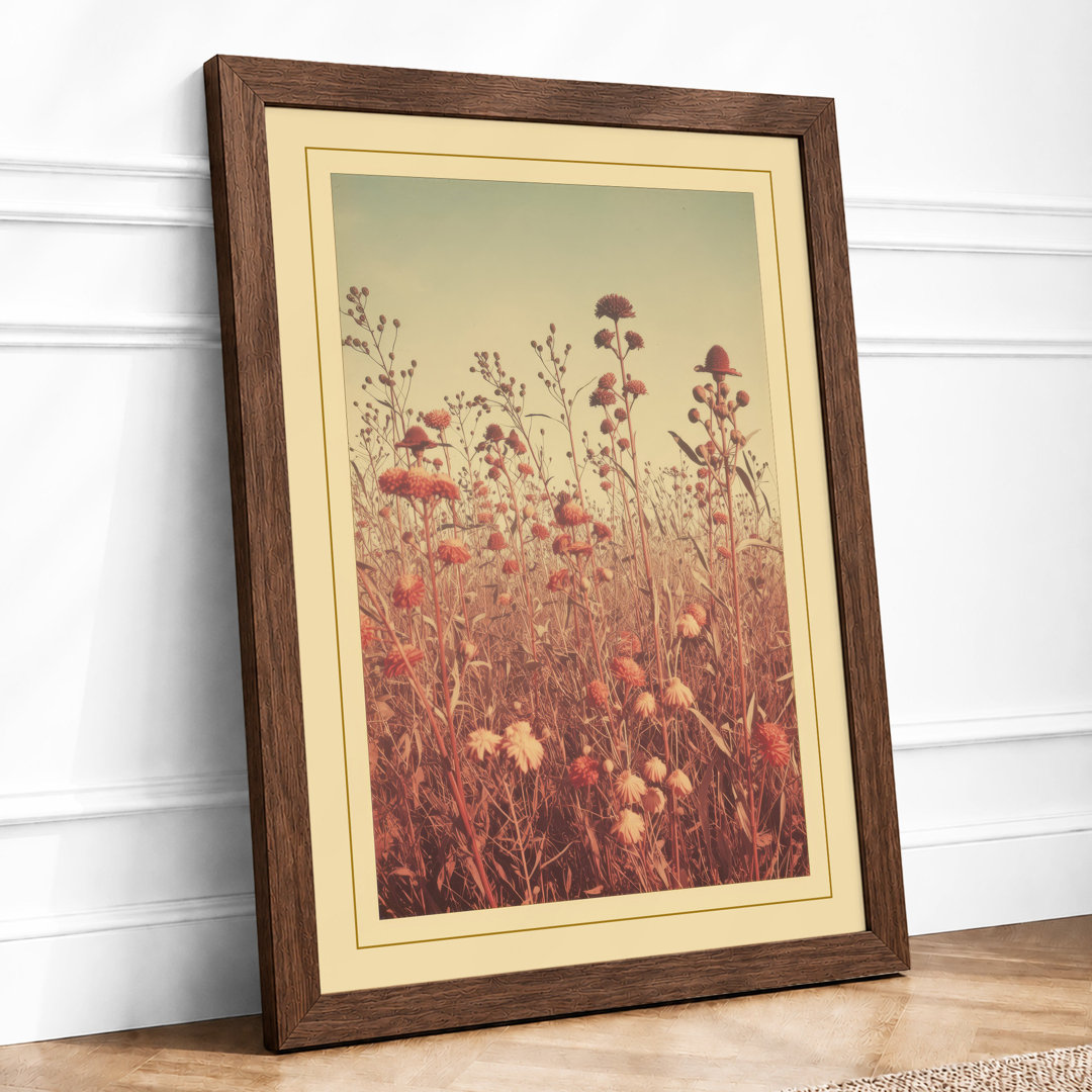 Wildflower Field at Dawn Japandi - Framed Print