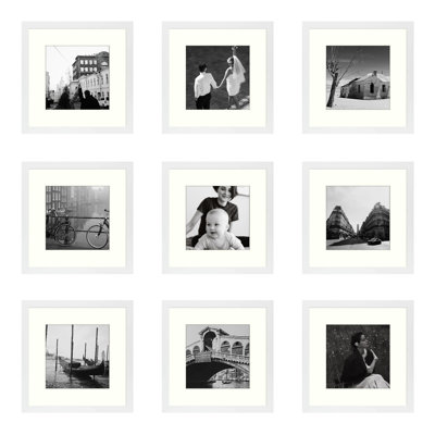 Gallery Wall Frame Set 12x12 for 8x8 Picture Frames with Ivory Mat
