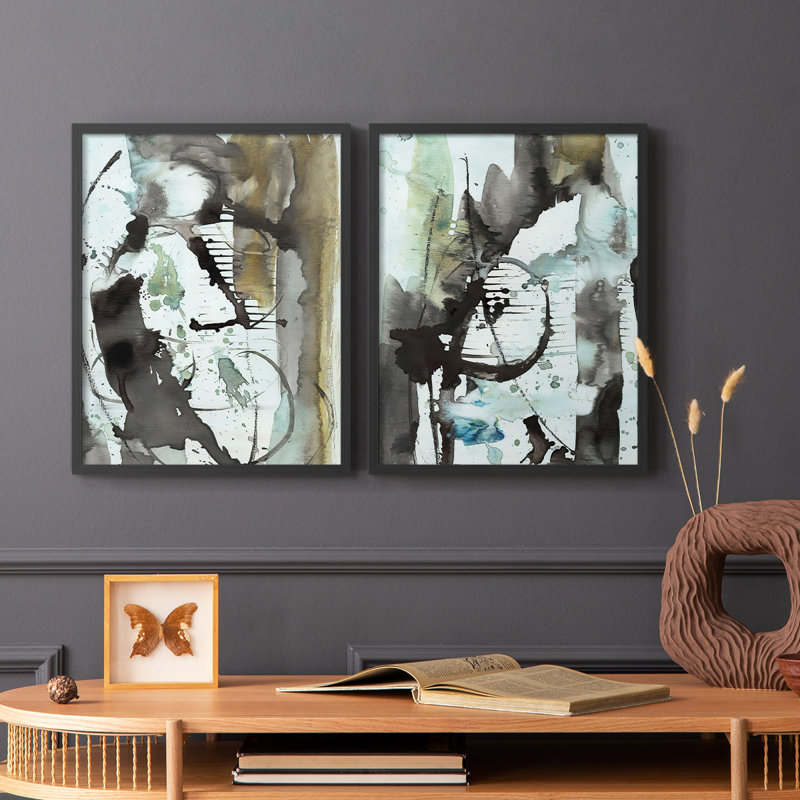 «Lyrical Abstract I», reproduction encadrée de qualité supérieure - prête à être accrochée - aucun clou requis - aucun clou requis