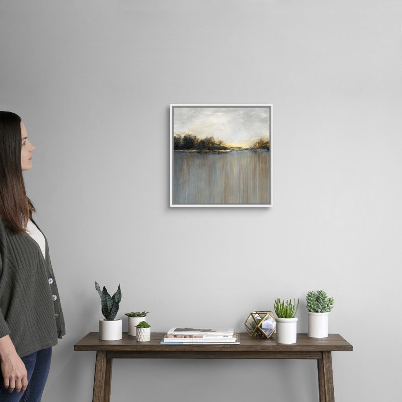 Rainy Sunset I - reproduction d'art sur toile, Cadre flottant blanc, H 17,7 po x l 17,7 po x P 1,75 po