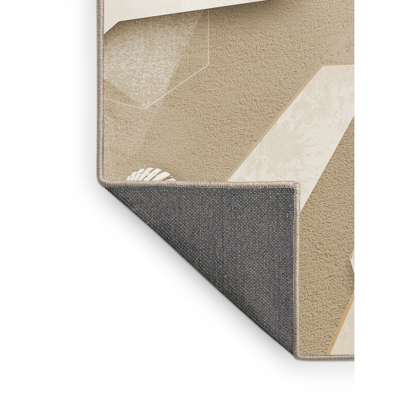 Tapis beige doux et moelleux à motif géométrique côtier Tonnele, 7 x 10